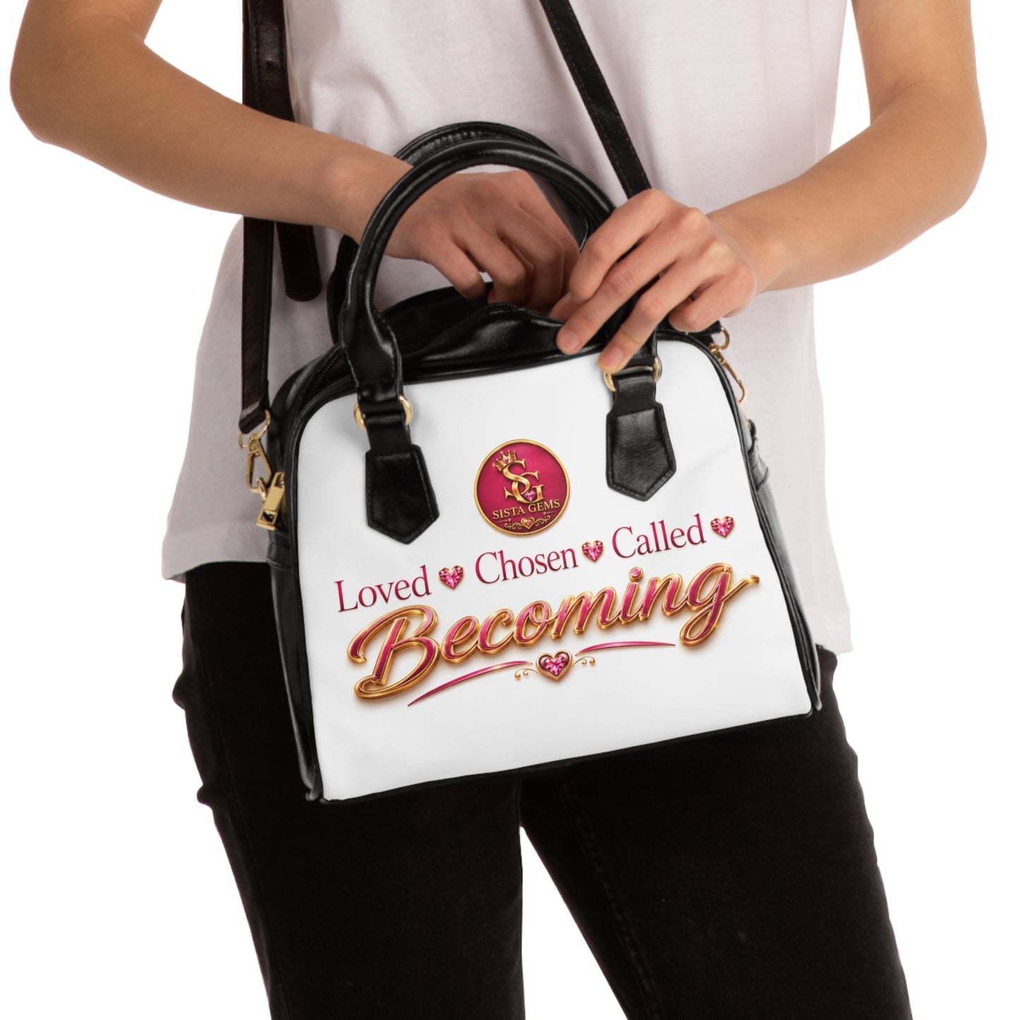 Shoulder Handbag — "Becoming: Loved, Chosen, Called" Inspirational Shoulder Handbag