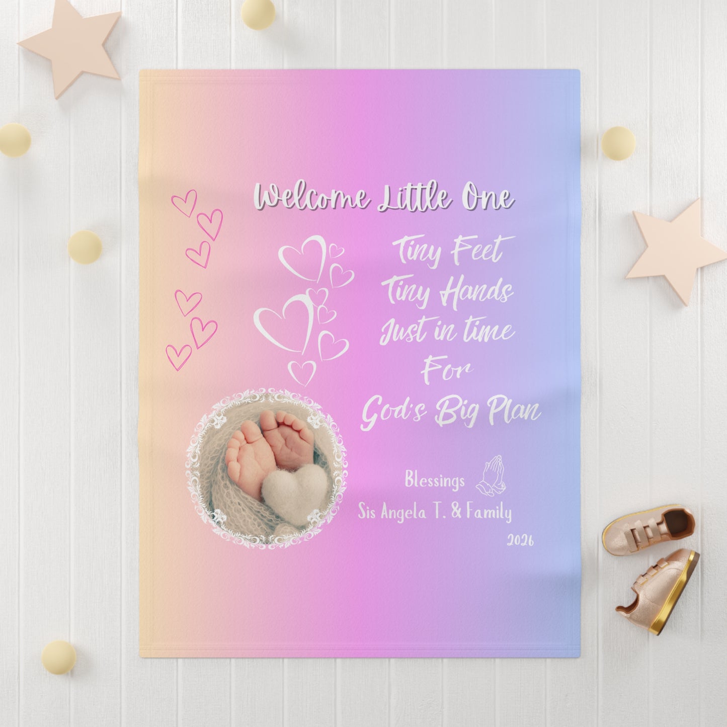 Welcome Little One Baby Blanket — Soft Fleece Newborn Gift (Tiny Feet, Tiny Hands)
