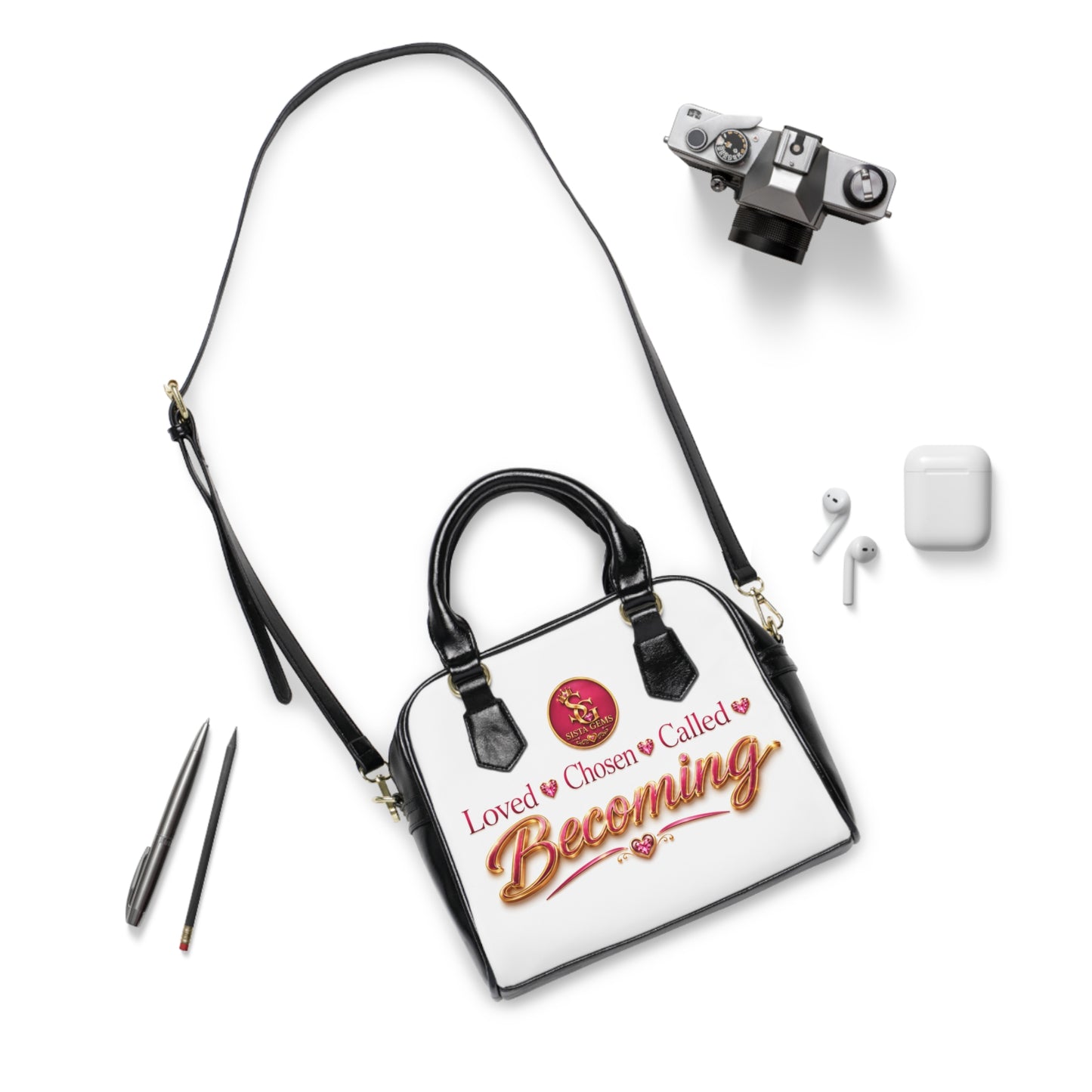 Shoulder Handbag — "Becoming: Loved, Chosen, Called" Inspirational Shoulder Handbag